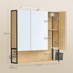 Spiegelkast Badkamer 70×70 cm –LED Verlichting, Hout en Meta, Huis en Inrichting, Verzenden, Nieuw