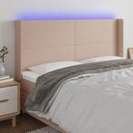 vidaXL Hoofdbord LED 183x16x118/128 cm kunstleer, Verzenden, Nieuw, Bruin, Overige materialen