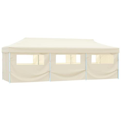 vidaXL Vouwtent pop-up met 8 zijwanden 3x9 m crème, Tuin en Terras, Partytenten, Nieuw, Verzenden
