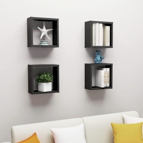 vidaXL Wandschappen kubus 4 st 30x15x30 cm zwart, Huis en Inrichting, Woonaccessoires | Wandplanken en Boekenplanken, Nieuw, Verzenden