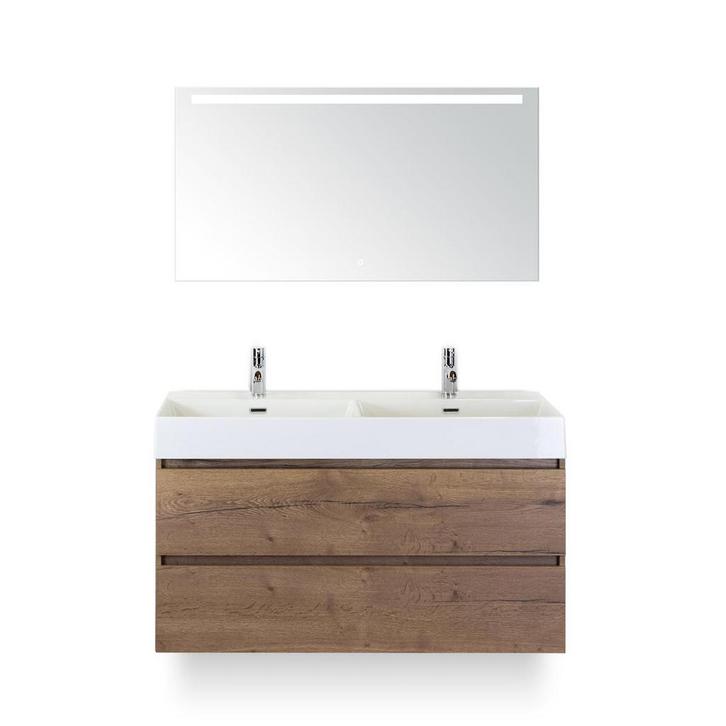 Maxx XL Badmeubelset 120 cm - Tabacco - Wastafel Kube Dubbel, Huis en Inrichting, Badkamer | Badkamermeubels, Ophalen of Verzenden