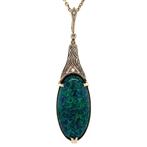 Gouden hanger met zwarte opaal en roosdiamant 14 krt, Sieraden, Tassen en Uiterlijk, Kettinghangers, Ophalen of Verzenden, Nieuw
