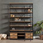 Boekenkast Mangohout Marvin 160x245 cm, Huis en Inrichting, Kasten | Boekenkasten, 150 tot 200 cm, Nieuw, Industriële meubels