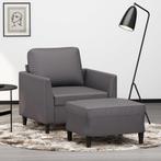 vidaXL Fauteuil met voetenbank 60 cm kunstleer grijs, Eenpersoons, Verzenden, Nieuw, Leer