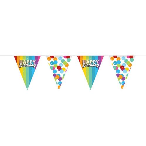Happy Birthday Slingers Regenboog Confetti 6m, Hobby en Vrije tijd, Feestartikelen, Nieuw, Verzenden