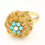 Ring - 18 karaat Geel goud Turquoise - Parel