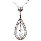 Witgouden vintage hanger met diamant 14 krt, Sieraden, Tassen en Uiterlijk, Kettinghangers, Ophalen of Verzenden, Nieuw