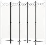 vidaXL Kamerscherm met 5 panelen 200x180 cm wit, Huis en Inrichting, Woonaccessoires | Kamerschermen, Verzenden, Nieuw