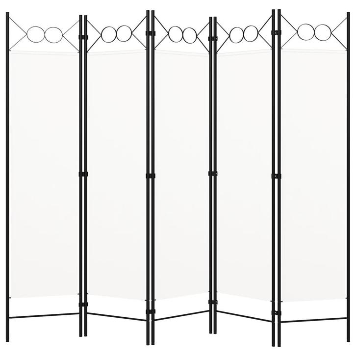 vidaXL Kamerscherm met 5 panelen 200x180 cm wit, Huis en Inrichting, Woonaccessoires | Kamerschermen, Nieuw, Verzenden
