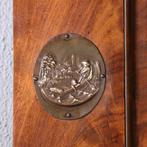 Smalle antiek Biedermeier schouwspiegel ca 1830 met 4 bronze, Antiek en Kunst, Antiek | Spiegels, Ophalen of Verzenden