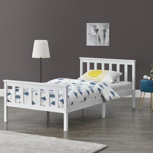 Houten bed Breda met bedbodem 100x200 cm wit, Huis en Inrichting, Slaapkamer | Bedden, Nieuw, Verzenden
