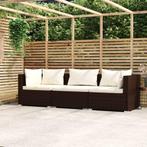 vidaXL Driezitsbank met kussens poly rattan bruin, Tuin en Terras, Verzenden, Nieuw, Rotan