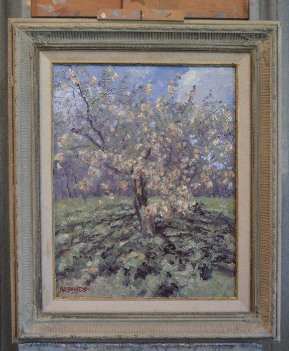 Chris van Dijk (1952) - Impressionist  Lombre larbre en, Antiek en Kunst, Kunst | Schilderijen | Klassiek