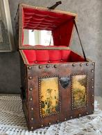 Sieradendoos - Hout, Leder, Metaal - Grote sieradendoos, Antiek en Kunst