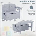 COSTWAY 3-in-1 kindertafel met zitbank, houten zitgroep met, Verzenden, Zo goed als nieuw