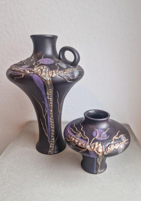 Ruscha - Vaas (2) - Die gouden bomen, violette maan -, Antiek en Kunst, Antiek | Glas en Kristal