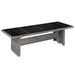 vidaXL Tuintafel 240x90x74 cm poly rattan en glas, Tuin en Terras, Verzenden, Nieuw