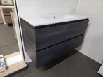 Badmeubel Zwart Eiken 100 x 45 cm – met keramische wastafel, Ophalen of Verzenden, Nieuw, Bad