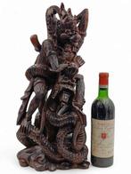 Grote balinesische ebenhouten sculptuur – Garuda en Naga in, Antiek en Kunst, Kunst | Niet-Westerse kunst