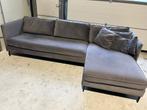 Prachtige grijze velvet hoekbank in perfecte staat, Huis en Inrichting, 250 tot 300 cm, Hoekbank, Zo goed als nieuw, Vierpersoons of meer