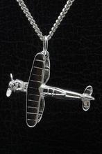 Zilveren Dubbeldekker vliegtuig ketting hanger, Verzenden, Nieuw