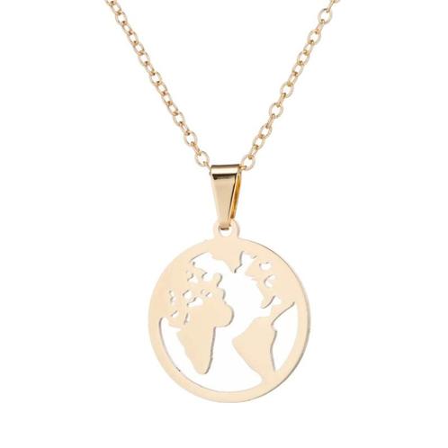 Fako Bijoux® - Ketting - Stainless Steel - Wereldkaart -, Sieraden, Tassen en Uiterlijk, Kettingen, Verzenden