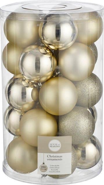 House of Seasons Plastic Kerstballen Set - 25 Stuks - Ø8 cm beschikbaar voor biedingen