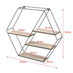 Wandrek zeshoek met 4 planken 62x12x53 cm zwart en houtkleur, Verzenden, Nieuw