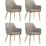 Eetkamerstoel Avane, fluweellook, gestoffeerd - taupe, Set v, Huis en Inrichting, Stoelen, Verzenden, Nieuw