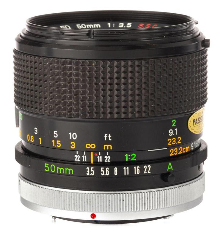 Canon macro FD 50mm f/3.5 S.S.C. objectief - Tweedehands, Audio, Tv en Foto, Fotografie | Lenzen en Objectieven, Macrolens, Gebruikt