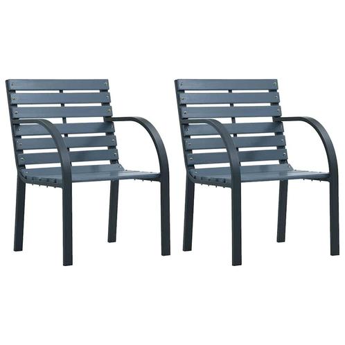 Tuinstoel Set Grijs - Gepoedercoat Staal - Retourdeal, Tuin en Terras, Tuinstoelen, Nieuw, Hout, Ophalen of Verzenden
