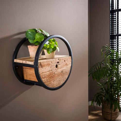 Rond wandschap met lade Carlito Ø40, Huis en Inrichting, Woonaccessoires | Wandplanken en Boekenplanken, Verzenden