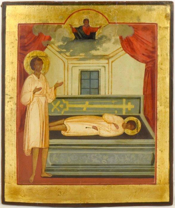 Icoon - Zeldzaam icoon van Sint Proscopius van Ustyug - Hout, Antiek en Kunst, Kunst | Niet-Westerse kunst