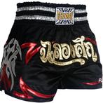 Fluory Muay Thai Short Kickboks Broek Zwart MTSF50, Nieuw, Fluory, Ophalen of Verzenden, Maat 56/58 (XL)