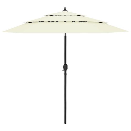 vidaXL Parasol 3-laags met aluminium paal 2,5 m zandkleurig, Tuin en Terras, Parasols, Nieuw, 2 tot 3 meter, Verzenden