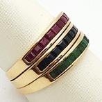 Ring - 18 karaat Geel goud - 0.45ct. tw. Robijn - Saffier -, Sieraden, Tassen en Uiterlijk, Ringen, Nieuw