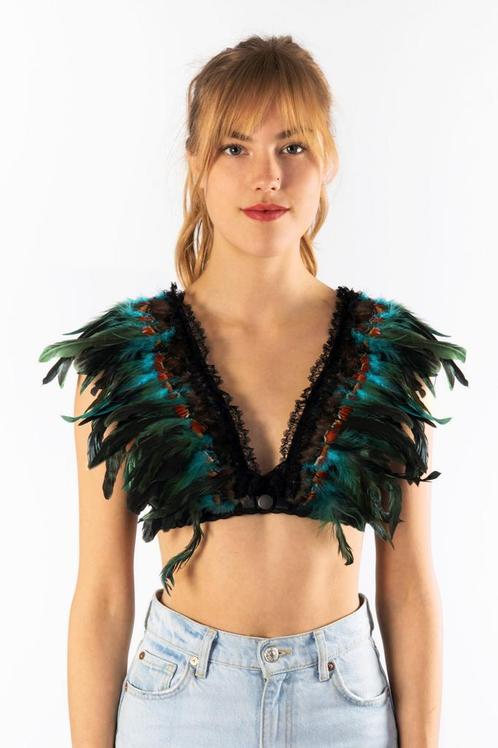 Top met Veren Turquoise XS S M Verentop Kostuum Topje Veertj, Kleding | Dames, Carnavalskleding en Feestkleding, Kleding, Nieuw