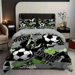 Eenpersoons Dekbedovertrek 140 x 200 - Voetbal - Groen, Verzenden, Nieuw