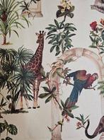 Exclusieve Boheemse stof met gorilla, papegaaien en giraffen