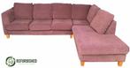 Refurbished 5-zits hoekbank aubergine met 6 mnd garantie!, 250 tot 300 cm, Gebruikt, Hoekbank, Vierpersoons of meer