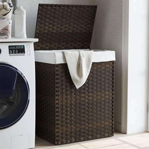 vidaXL Wasmand met deksel 46x33x60 cm poly rattan, Tuin en Terras, Droogmolens en Wasrekken, Nieuw, Verzenden