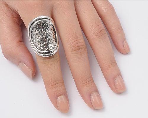 Zilveren grote design vlecht ring, Sieraden, Tassen en Uiterlijk, Ringen, Nieuw, Verzenden