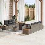 vidaXL Tuin Sofa Set met kussen 10 pcs Grijs Poly riet, Tuin en Terras, Verzenden, Nieuw, Rotan