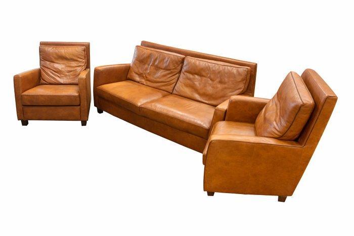 Matteo Atelier - Sofa - Leder - Bank en twee fauteuils,, Antiek en Kunst, Kunst | Designobjecten