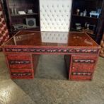 Partner Desk Bureau Chesterfield, Dunnings, bruin Veiling, Huis en Inrichting, Banken | Bankstellen, Verzenden, Nieuw, Leer, Chesterfield