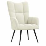 Relaxstoel Cremewit Fluweel | Tweedekansje | Comfortabel!, Huis en Inrichting, Stoelen, Ophalen of Verzenden, Nieuw, Wit, Chic en elegant ontwerp en geeft een modern tintje aan je interieur
