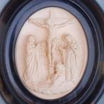 Reliëf, Kruisiging Christus - 18.9 cm - Meerschuim - 1880, Antiek en Kunst