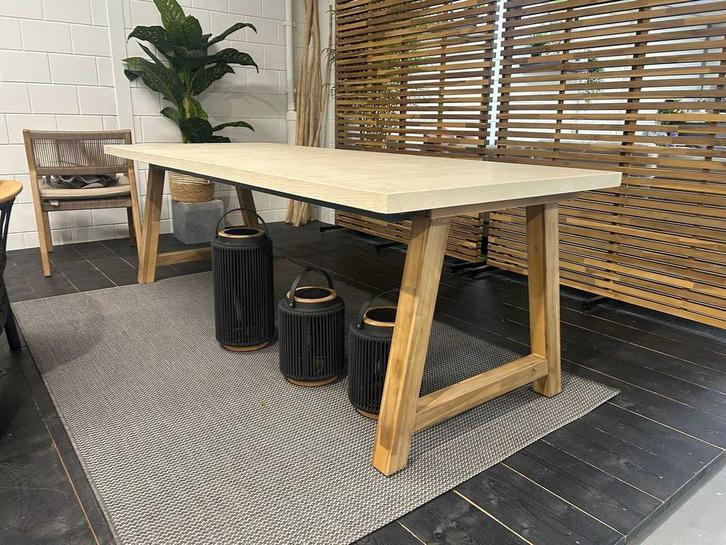Rock - Sand Acacia - Tuintafel (235x95cm), Tuin en Terras, Tuintafels, Gebruikt, Teakhout, Rechthoekig, Ophalen