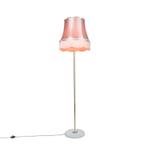 Retro vloerlamp messing met Granny kap roze 45 cm - Kaso, Huis en Inrichting, Lampen | Vloerlampen, Nieuw, Overige materialen