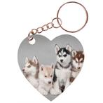 Sleutelhanger hartje 5x5cm - Husky Pups in Diverse Kleuren N, Nieuw, Ophalen of Verzenden